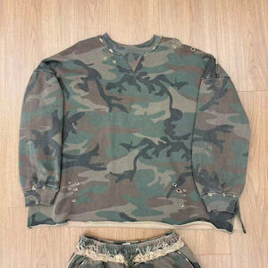 Ensemble Jogging Vintage pour Hommes Street Wear Essentials Distressed Logo Brodé Sweat à Capuche Pantalon Évasé Personnalisé 100% Coton - Product Image 2