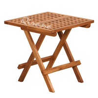 Table de pique-nique carrée pliable en teck léger, durable et résistante aux intempéries, idéale pour le camping, les hôtels, les écoles et l'entrée des bâtiments