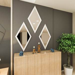 FIYA Miroir mural moderne blanc encadré en tranches de baklava pour salon/salle à manger et couloir Décoration intérieure - Product Image 2