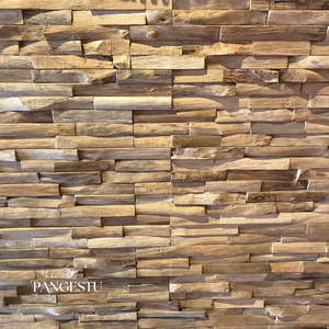 Panel de Pared Acústico 3D de Madera de Teca Natural con Diseño Geométrico Moderno, Revestimiento de Mosaico Sólido Hecho a Mano para Interiores de Sala de Estar - Product Image 4