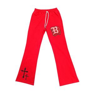 Pantalon de survêtement évasé décontracté de haute qualité pour hommes Pantalon de survêtement patchwork à ceinture élastique Pantalon de survêtement évasé empilé pour hommes - Product Image 1