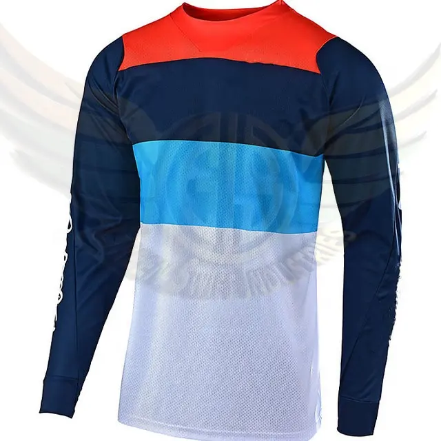 Sublimation Jersey 100% Polyester Micro Mesh Tissu avec Never Fading Color Motocross Jersey Moto Auto Racing pour Homme