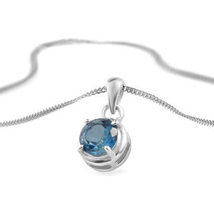 Pendentif rond en topaze bleue de Londres en argent 925 avec griffes Design de cercle fait à la main par Ishime Jewels pour femme - Product Image 6