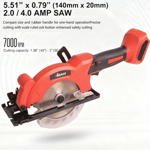 Outils électriques portables, <span class=keywords><strong>scie</strong></span> <span class=keywords><strong>circulaire</strong></span> miniature sans fil 20V pour acier et bois 7000 tr/min avec <span class=keywords><strong>rail</strong></span> de guidage et batteries 2.0/4.0Ah - Product Image 3