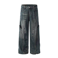 Pantalon en denim vintage personnalisé de haute qualité pour hommes et femmes coupe ample lavage de boue Streetwear Baggy Jeans