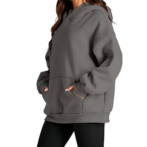 Vente en gros de sweats à capuche personnalisés d'hiver, épais, oversize, tendance, coupe ample, avec logo frontal, multicolores - Product Image 2