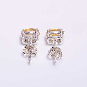 925 Sterling <b>Silver</b> Fine <b>Stud</b> Earrings Handmade High Quality Classic Design Citrine Gemstone for Anniversaries Parties Luxury - Product Image 2