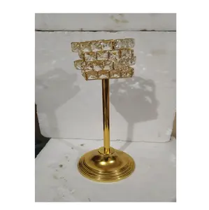 Supplier And Manufacture Custom Pedestal Candle holder wax Stick And Cup Stand Tableware Decorative Crystal Beaded Candle holder