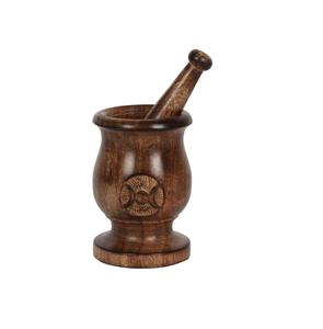 Solid Wooden <b>Mortar</b> <b>Pestle</b> With Rustic Finished Used For Crushing Seeds Leaves Or Spices In Traditional And Modern Kitchens - Product Image 3