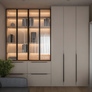 Estantería privada incorporada SS304 Acero inoxidable antioxidante Fácil limpieza Estantería higiénica para estudio Dormitorio Puerta de vidrio Sala de estar - Product Image 2