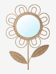 Recién llegado, espejo de pared de flores de algas marinas tejidas a mano, decoración colgante para habitación de niños, decoración del hogar para niños, decoración de pared, artículos de alta calidad - Product Image 4