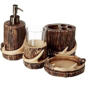 Ensemble de salle de bain en bois brut pour décoration rustique Accessoires élégants parfaits pour la ferme moderne et les espaces écologiques - Product Image 1