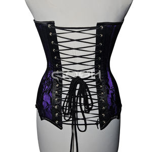 Corsé Victoriano Morado de Satén con Malla Negra, Talla Grande, Disfraz Burlesco, Ropa de Club, Lencería - Product Image 6