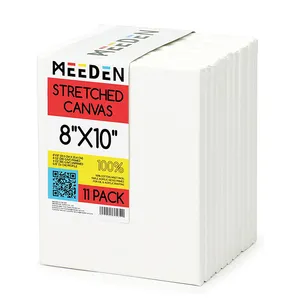 Meeden 11-Pack 8x10 Inch 8Oz Gesso-Primed 100% Bông Trống Trắng Canvas Kéo Dài Vải Cho Bức Tranh