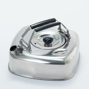 Stackable flat square <b>kettle</b> with stainless steel strainer that fits in the fridge space saving high quality stainless steel - Product Image 1