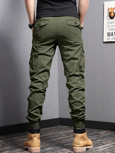 Pantalones Cargo Holgados para Hombre, Cintura Elástica Ajustable, Algodón y Poliéster, Pantalones Deportivos Holgados y Pesados - Product Image 4