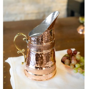 Venta caliente Jarra de agua potable Jarra martillada Restaurante Jarra decorativa para servir agua Jarras de cobre puro con asa - Product Image 3