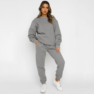 Ensemble de survêtement décontracté pour femmes en molleton marron surdimensionné, sweat-shirt et pantalon, vêtements décontractés doux, logo personnalisé, vêtements de sport confortables - Product Image 6