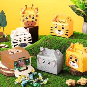 Zoo animaux anniversaire traiter boîtes bonbons Goodie coffrets cadeaux pour bébé douche garçon fille enfant Jungle thème fête fournitures - Product Image 1
