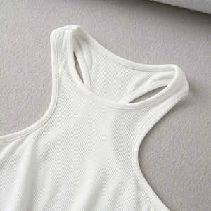 Jersey de LICRA/poliéster para mujer, camiseta sin mangas, cuello en V, personalizado, Color sólido, Frente, suave, antibolitas, moda transpirable - Product Image 3