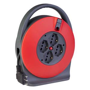 Enrollador de Cable Eléctrico (5m) H05VV-F 3x1.5 mm² 4P, Ahorro de Espacio, Rojo y Negro, PP2741, Cables de Alimentación - Product Image 1