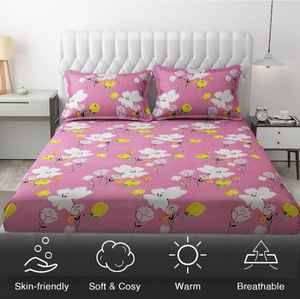 Ensemble de draps en coton de qualité 200TC 3 pièces, imprimé floral uni, style classique, durable, biologique, confortable, idéal pour offrir en cadeau - Product Image 5