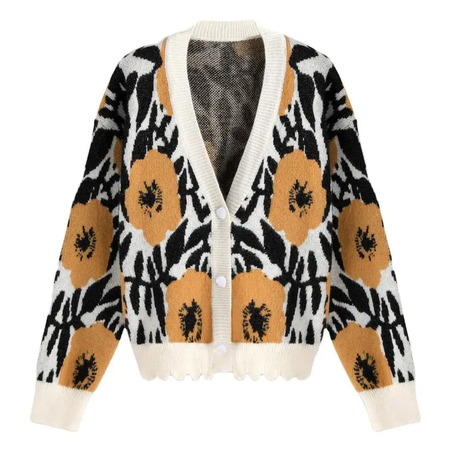 2023 pull tricoté personnalisé femmes Jacquard design tricots dames haut en tricot filles cardigan femmes pull tricoté tapisserie