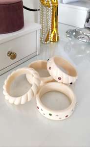 Conjunto de 4 piezas de estilo Vintage Retro de alta calidad, pulseras de diamantes de imitación multicolores blancas hechas a mano, brazalete de moda, artesanías de joyería - Product Image 5