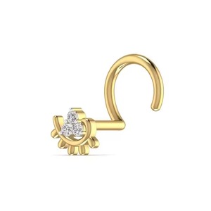 14KT Yellow Rose White Gold 0.02 CT Real Diamond 0.27 Grams-<b>Small</b> Glamorous <b>Nose</b> Pin New Design Fine <b>Piercing</b> Jewelry Weddings - Product Image 4