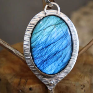 Handmade 950 Silver Boreal Drop Amulet Vintage Style <b>Labradorite</b> <b>Pendant</b> with Gold Plating Ethereal Artisan Jewelry Gift - Product Image 1