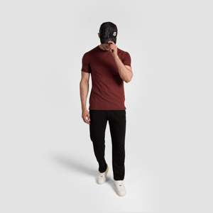 เสื้อยืดทรงเข้ารูป Apex สำหรับผู้ชาย สีแดงเลือดหมู ผ้าถักน้ำหนัก 180 กรัม ระบายอากาศได้ดี สีพื้น ย้อมสีเรียบๆ ไซส์ใหญ่ ใส่สบายในช่วงฤดูร้อน ดีไซน์เรียบง่าย - Product Image 4
