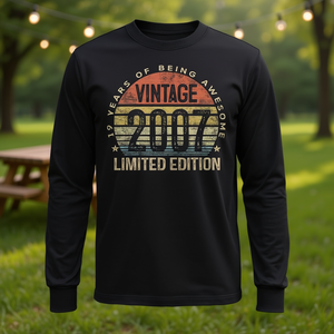 T-shirt promozionale vintage a maniche lunghe per il 19° compleanno, edizione limitata 2007, idea regalo per il 19° compleanno - Product Image 3