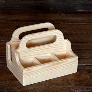 Best Rustic Acacia Beech Wood <b>Utensil</b> Holder Kitchen Top Wooden Caddy for Tableware Storage Holders <b>Racks</b> Manufactured Exported - Product Image 4