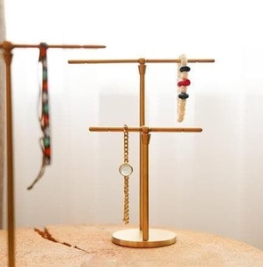 <b>Gold</b> Metal Jewelry <b>Stand</b> For Holding Multiple Necklaces Earrings And Rings With Strong Stable Base - Product Image 5
