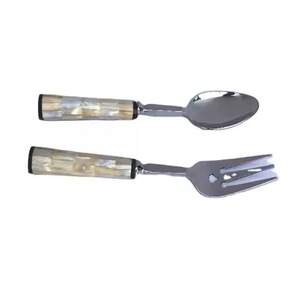 Juego de servidor de ensalada con mango acrílico, manijas de acero pulido, cubiertos, tenedor y cuchara, servidor de arroz para ensalada - Product Image 3