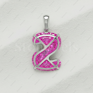 Idées cadeaux de Noël en argent sterling 925 pour mari, pendentifs et breloques fantaisie uniques en diamant rose, bijoux fins personnalisés, alphabet - Product Image 3