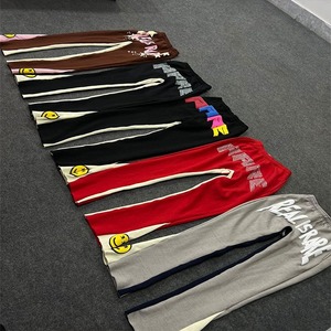 Oem Oversized Unisex French Terry 3D for Embroidered Casual Fleece Stacked Flared Sweatpants for Men - Product Image 1