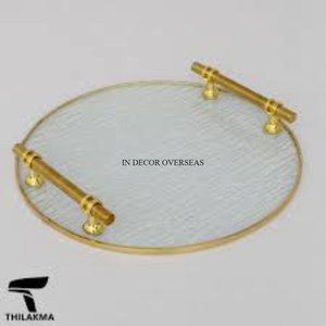 Round Shape High Quality <b>Mirror</b> And Gold Plated Unique Designer Frame And Base Table Top Serving <b>Tray</b> Restaurant & Hotel Supply - Product Image 6