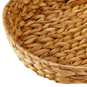 Plateau rond en jacinthe d'eau tissé à la main en vrac plateau de cuisine avec poignées fruits légumes pain panier alimentaire du Vietnam - Product Image 3