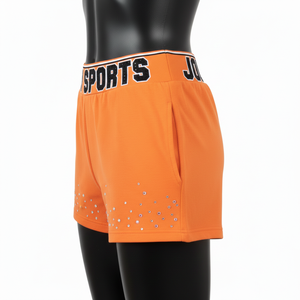 Shorts de mujer tipo booty, 260 GSM, algodón y spandex, tela suave y elástica, beige y blanco, con logo bordado personalizado, shorts tipo booty para mujer - Product Image 3