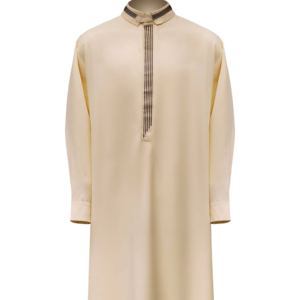 Thobe pour homme élégant brodé, vêtement islamique de luxe, coupe régulière, décontracté, manches longues, à capuche, longueur cheville, coton respirant - Product Image 1
