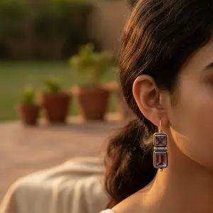 Pendientes de Plata 925 con Amatista en Forma de Gota para Mujer - Product Image 1