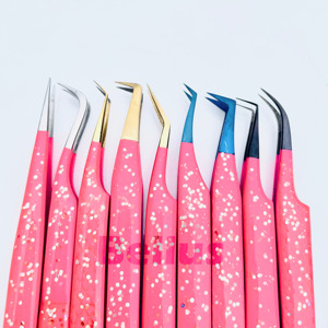 Wholesale Straight Fiber Curved Boot Lash Extension <b>Tools</b> <b>Kit</b> Customized Packaging Logo Eyelash Tweezers - Product Image 5