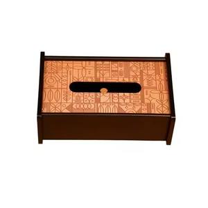 กล่องใส่กระดาษทิชชูไม้สีขาวคุณภาพสูง ลายฉลุเลเซอร์ลายดอกไม้และเรขาคณิต สำหรับใช้ในบ้านและโรงแรม - Product Image 5