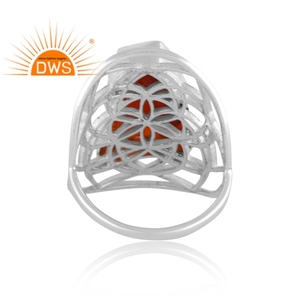 Hot Selling Fine Sterling Silver Natural Carnelian Gemstone <b>Statement</b> <b>Ring</b> Custom Jewelry Manufacturer - Product Image 5