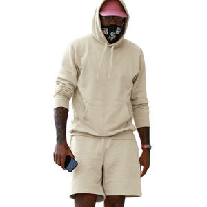 Windproof Men Short Zipper Hoodie <b>Set</b> Training Jogging Wear Tracksuits Custom Logo Cotton Short for Men Summer - Product Image 2