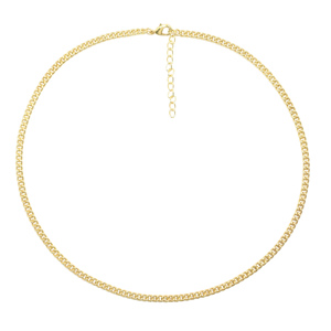 Cadena de Latón Tipo Curb de 20 Pulgadas con Extensión y Cierre de Langosta, Chapada en Oro de 18K, Estilo Hip Hop, Unisex, Venta al por Mayor, para Fabricación DIY - Product Image 2