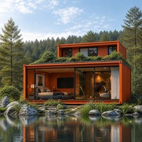 Maison préfabriquée en conteneur à 2 étages, logement de chantier, 20 pieds, 40 pieds, villa modulaire en acier terracotta isolée pour l'hébergement sur site
