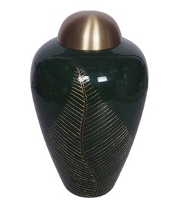 URNA DE CREMACIÓN DE LATÓN BRILLANTE MARRÓN BRILLANTE DISEÑO DE HOJA CLÁSICO DE LUJO MÁS VENTA URNA ESMALTE DE ALTA CALIDAD PARA CENIZAS HUMANAS - Product Image 3