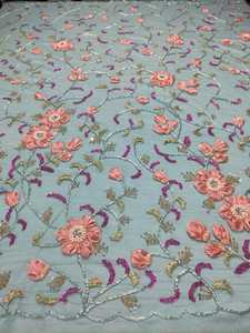 Luxury Heavyweight Hand <b>Beaded</b> Embroidery Net <b>Fabric</b> Cross-Style Weft Knitted with Woven Techniques for Accessory Use - Product Image 6